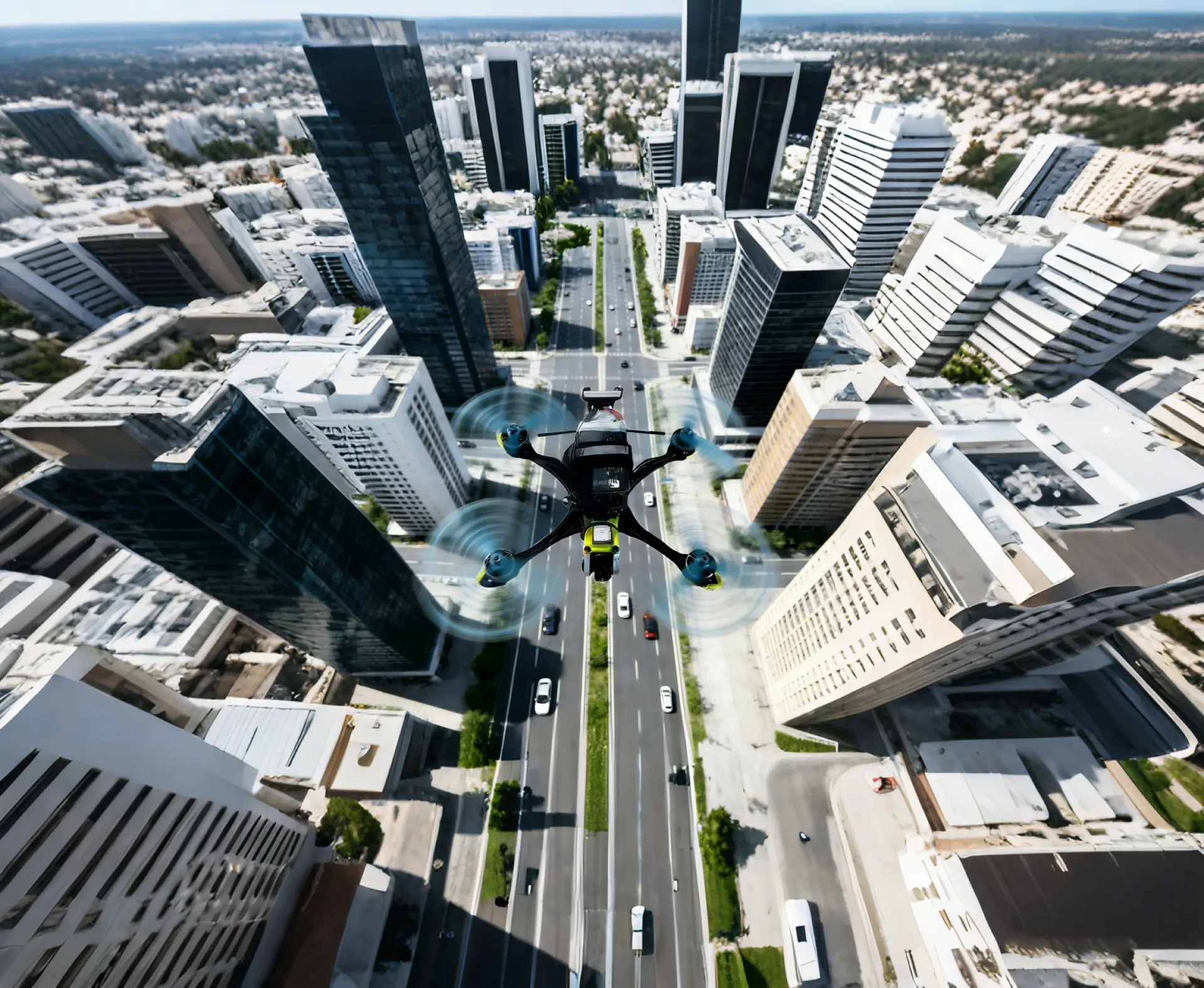 突击者无人机在城市主干道巡检